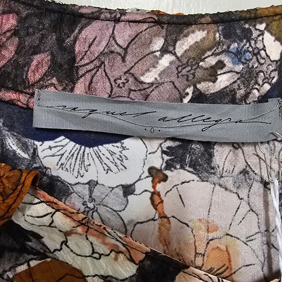 RAQUEL Allegra Womens Sz 0 Small Dolly Blouse Boho Ruffle Floral Silk Blend Luxe - Picture 9 of 14